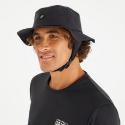 Kapelusz surfingowy Olaian 500 Newblack. Czarne kapelusze OLAIAN, bez wzorów, z materiału, sportowe. Za 54.99 zł.