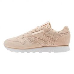 Buty do chodzenia damskie Reebok CL Lthr Woven Emb. Brązowe buty treningowe Reebok, bez wzorów, z gumy, bez zapięcia, trekkingowe. Za 356.00 zł.