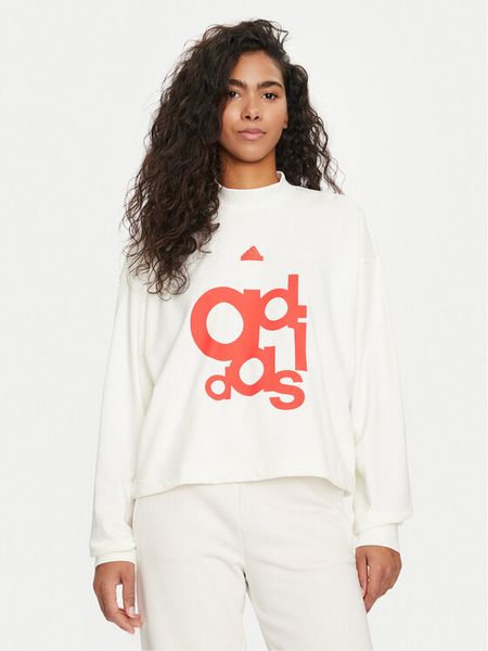 Adidas Bluza French Terry Print IS4284 Biały Loose Fit. Białe bluzy adidas, xs, bez wzorów, z syntetyku, bez kaptura. Za 139.99 zł.