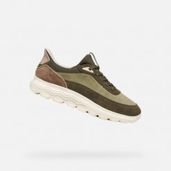 Buty sportowe damskie Geox Spherica Plus. Zielone buty treningowe Geox, bez wzorów, z zamszu, bez zapięcia, tenisowe. Za 510.00 zł.