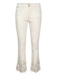 Cream Dżinsy "Rosa" - Slim fit - w kolorze kremowo-beżowym rozmiar: W26. Brązowe jeansy Cream, z aplikacjami, ze skóry, klasyczne. Za 127.65 zł.