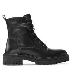 Trapery Geox. Czarne traperki Geox, bez wzorów, bez obcasa, bez zapięcia. Za 619.99 zł.