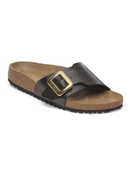 Birkenstock Klapki "Madrid" w kolorze czarnym rozmiar: 40. Czarne klapki Birkenstock, bez wzorów, klasyczne, z otwartym noskiem, bez obcasa, bez zapięcia. Za 330.20 zł.