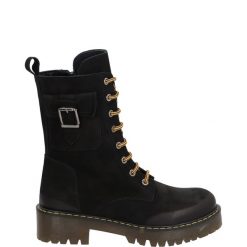 BOTKI Z KIESZONKĄ 04822312N BLACK. Czarne botki Venezia, bez wzorów, z nubiku, bez obcasa, bez zapięcia. Za 269.00 zł.