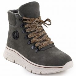 Skórzane botki damskie na platformie szare Filippo DBT7290. Szare botki Filippo, bez wzorów, ze skóry, bez obcasa, na platformie, bez zapięcia. Za 135.99 zł.