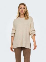 ONLY Sweter w kolorze beżowym rozmiar: L. Brązowe swetry ONLY, l, bez wzorów, z wełny, bez ramiączek. Za 70.41 zł.
