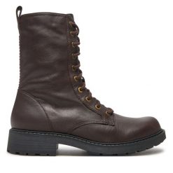 Botki Clarks. Brązowe botki Clarks, bez wzorów, bez obcasa, na płaskiej podeszwie, bez zapięcia. Za 359.99 zł.