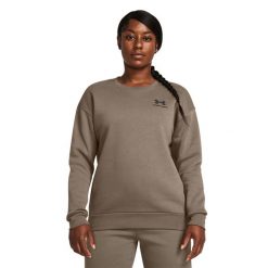 Bluza damska Under Armour Essential Fleece Crew. Brązowe bluzy Under Armour, l, bez wzorów, sportowe, bez ramiączek, bez kaptura. Za 209.99 zł.