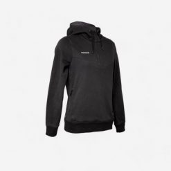 Bluza do hokeja na trawie damska Korok FH500. Czarne bluzy KOROK, l, bez wzorów, z bawełny, bez ramiączek, z kapturem. Za 79.99 zł.