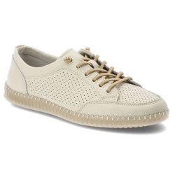 Półbuty damskie Vinceza, cholewka ze skóry naturalnej na płaskiej podeszwie z klasycznym sznurowaniem, beżowe, 79598. Brązowe półbuty wsuwane VINCEZA, bez wzorów, ze skóry, klasyczne, bez obcasa, na płaskiej podeszwie. Za 144.90 zł.