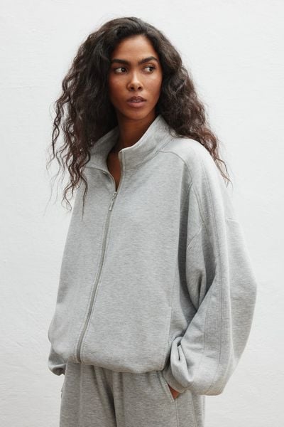 Bluza zapinana na zamek w kolorze LIGHT GREY MELANGE -MELLOW. Szare bluzy Marsala, m, bez wzorów, z bawełny, bez kaptura. Za 349.90 zł.