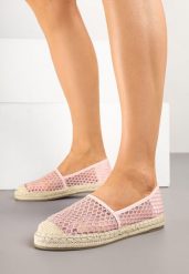 Różowe Espadryle z Siateczki na Plecionej Podeszwie Setolena. Czerwone espadryle Born2be, z aplikacjami, boho, bez obcasa. W wyprzedaży za 80.74 zł.