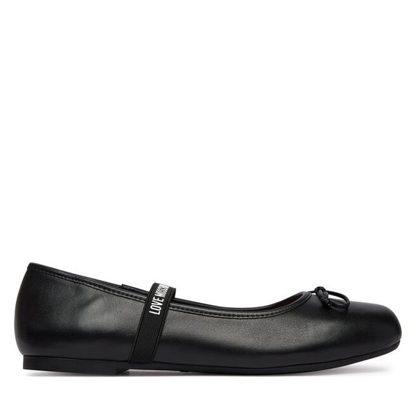 Baleriny LOVE MOSCHINO. Czarne baleriny Love Moschino, bez wzorów, bez obcasa, bez zapięcia. Za 502.99 zł.