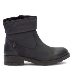 Botki Go Soft. Niebieskie botki GO SOFT, bez wzorów, bez obcasa, na płaskiej podeszwie, bez zapięcia. Za 129.99 zł.