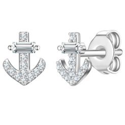 Rafaela Donata Kolczyki Kotwica z Srebro wysokiej próby w Srebrny 1 ct Damski. Szare kolczyki Rafaela Donata, z cyrkonią, srebrne. Za 99.99 zł.