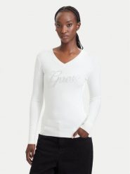 Guess Sweter W6YR29 Z0977 Kremowy Regular Fit. Białe swetry Guess, xl, z aplikacjami, z wiskozy, bez ramiączek. Za 344.99 zł.