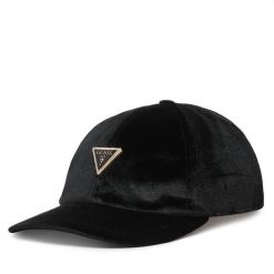 Czapka z daszkiem Guess. Czarne czapki z daszkiem Guess, z aplikacjami. Za 154.99 zł.