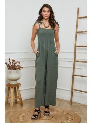 La Compagnie Du Lin Lniany kombinezon w kolorze khaki rozmiar: XXL. Brązowe kombinezony La Compagnie Du Lin, xxl, bez wzorów, ze lnu, bez kołnierzyka, bez ramiączek. Za 195.99 zł.