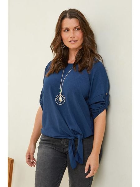 Curvy Lady Bluzka w kolorze granatowym rozmiar: 48/50. Niebieskie bluzki Curvy Lady, bez wzorów, klasyczne, bez kołnierzyka, bez ramiączek. Za 74.63 zł.