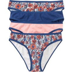 Figi (4 pary) bonprix biel wełny z nadrukiem + jasny koralowy + kobaltowy. Figi marki bonprix. Za 25.96 zł.