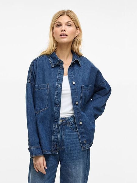 Vila Koszula dżinsowa "Creek" w kolorze granatowym rozmiar: 44. Niebieskie koszule Vila, bez wzorów, z bawełny, bez kołnierzyka, bez ramiączek. Za 105.14 zł.