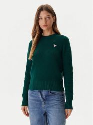 Guess Jeans Sweter W4BR08 Z3HM1 Zielony Regular Fit. Zielone swetry Guess Jeans, xxl, z aplikacjami, z bawełny, bez ramiączek. Za 259.99 zł.
