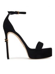 Elisabetta Franchi Sandały SA-44L-56E2-V660 Czarny. Czarne sandały Elisabetta Franchi, bez wzorów, ze skóry, bez obcasa, na szpilce, bez zapięcia. Za 2,289.00 zł.