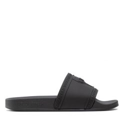 Klapki KARL LAGERFELD. Czarne klapki KARL LAGERFELD, bez wzorów, bez obcasa, bez zapięcia. Za 239.99 zł.
