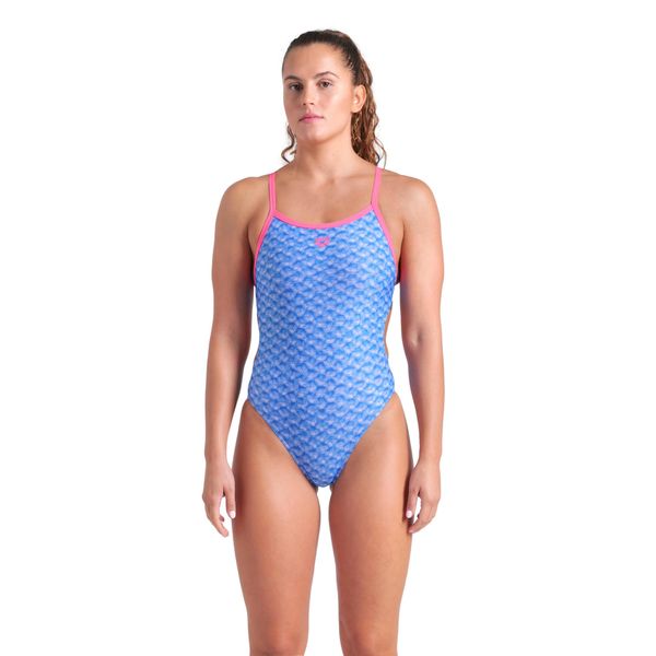 Strój Kąpielowy damski Arena Monogram Swimsuit Challenge. Niebieskie stroje jednoczęściowe Arena, bez wzorów, sportowe. Za 199.99 zł.