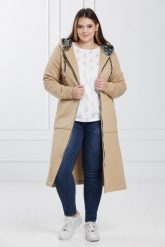 Beżowy dresowy płaszcz bluza Florentina z rozporkami i kapturem PLUS SIZE. Brązowe bluzy Moda Size Plus Iwanek, na wiosnę, plus size, bez wzorów, z bawełny, klasyczne. W wyprzedaży za 149.90 zł.
