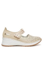 Rieker Półbuty CEO-N4382-60 Beżowy. Brązowe półbuty wsuwane Rieker, bez wzorów, ze skóry, bez obcasa, na koturnie. Za 329.99 zł.