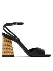 Steve Madden Sandały SM11003004-017 Czarny. Czarne sandały Steve Madden, bez wzorów, ze skóry, bez obcasa, na słupku, bez zapięcia. Za 549.99 zł.