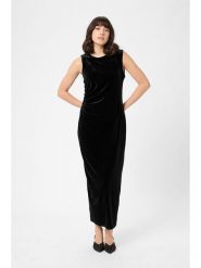 Kaffe Aksamitna sukienka w kolorze czarnym rozmiar: XL. Czarne sukienki Kaffe, xl, bez wzorów, bez kołnierzyka, bez ramiączek, midi. Za 217.99 zł.