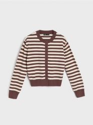 Sweter w paski z domieszką wiskozy - wielobarwny. Swetry Sinsay, l, bez wzorów, z wiskozy, bez ramiączek. Za 49.99 zł.