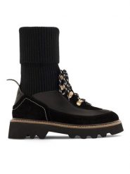 Badura Botki STARK-06W4-023 Czarny. Czarne botki Badura, bez wzorów, z materiału, bez obcasa, na płaskiej podeszwie, bez zapięcia. Za 265.99 zł.
