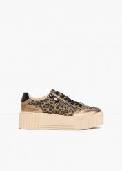 Sneakersy marki Marco Tozzi w panterkę. Żółte buty sportowe lifestyle bonprix, bez wzorów, sportowe, bez zapięcia. Za 249.99 zł.