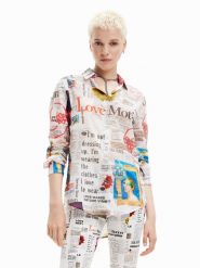 Desigual Koszula Newspaper 23SWCW24 Kolorowy Regular Fit. Koszule Desigual, s, bez wzorów, z bawełny, bez kołnierzyka, bez ramiączek. Za 379.99 zł.