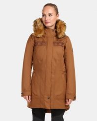 Damski płaszcz zimowy Kilpi PERU-W. Brązowe płaszcze Kilpi, na zimę, m, bez wzorów, z materiału, eleganckie, bez kaptura. Za 350.50 zł.