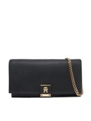 Tommy Hilfiger Torebka Th Her Flap W/Chain AW0AW17403 Czarny. Czarne kopertówki Tommy Hilfiger, bez wzorów, ze skóry, wizytowe, bez dodatków. Za 649.99 zł.