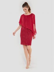Swing Sukienka koktajlowa 77760410 Czerwony Regular Fit. Czerwone sukienki Swing, bez wzorów, z syntetyku, wizytowe, bez kołnierzyka, bez ramiączek. Za 349.99 zł.