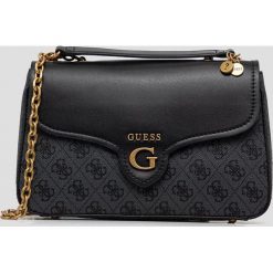 Guess torebka kolor czarny. Czarne listonoszki Guess, z aplikacjami, na ramię, bez dodatków. Za 619.99 zł.