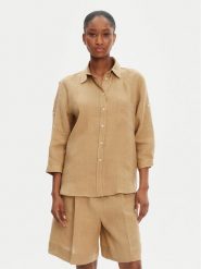 Marella Koszula Boboli1 2515111232 Beżowy Regular Fit. Brązowe koszule Marella, bez wzorów, ze lnu, bez kołnierzyka, bez ramiączek. Za 589.99 zł.