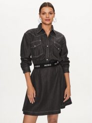 Hugo Sukienka jeansowa Karinne-1 50496059 Czarny Regular Fit. Czarne sukienki Hugo, bez wzorów, z bawełny, bez kołnierzyka, bez ramiączek. Za 1,739.00 zł.