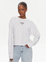 Tommy Jeans Bluza Essential Logo DW0DW17796 Biały Relaxed Fit. Białe bluzy Tommy Jeans, xxl, bez wzorów, z bawełny, bez kaptura. Za 209.99 zł.