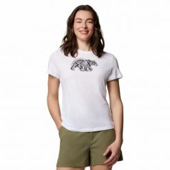 Koszulka techniczna damska Columbia Ruby Springs Graphic Fit Short Sleeve. Białe t-shirty sportowe Columbia, s, bez wzorów, bez ramiączek. Za 93.09 zł.