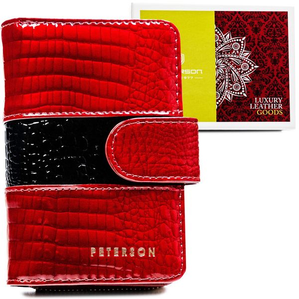 Portfel damski Peterson PTN PH31-3-RS czerwony. Czerwone portfele Peterson, bez wzorów, ze skóry. Za 91.99 zł.