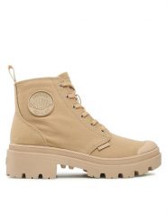 Palladium Trapery Pallabase Twill 96907-227-M Beżowy. Brązowe traperki Palladium, bez wzorów, z materiału, bez obcasa, bez zapięcia. Za 369.99 zł.