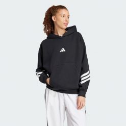 Bluza z kapturem Future Icons 3-Stripes. Czarne bluzy adidas, bez wzorów, z materiału, z kapturem, na fitness i siłownię. Za 289.30 zł.