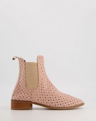 SZTYBLETY DAMSKIE MRZ00145 PUDRA. Botki Venezia, bez wzorów, ze skóry, bez obcasa, bez zapięcia. Za 289.00 zł.