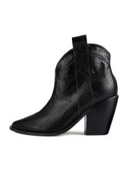 Loft37 Skórzane kowbojki "Electric Feel" w kolorze czarnym rozmiar: 39. Czarne botki loft37, bez wzorów, ze skóry, bez obcasa, bez zapięcia. Za 420.22 zł.